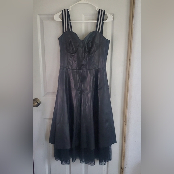 Asos Leather Midi Goth Witchy Dress With Black And White Straps Size 8 - Picture 2 of 6